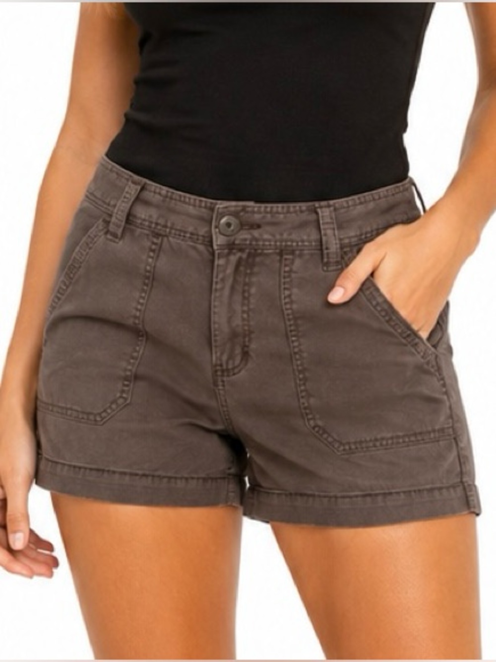 a.n.a A New Approach Neutral Mushroom Taupe Khaki Cotton Shorts
